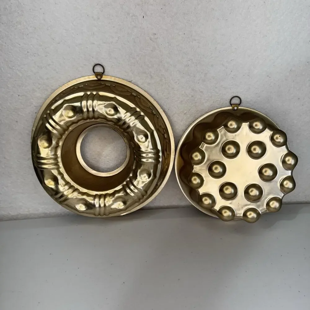 Round Dome Ring Aluminum Copper Tone Jello/Cake Mold 8 Cup Farmhouse VTG Decor